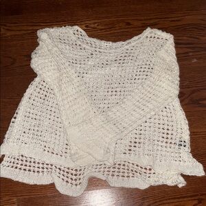 POL Women's Open-Knit Cream Sweater